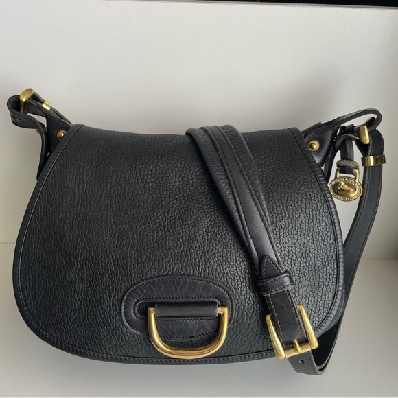 Dooney and Bourke black leather horseshoe saddle bag awl - Picture 10 of 16